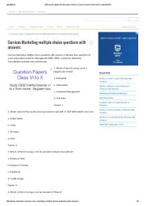 Services Marketing Multiple Choice Questions With Answers