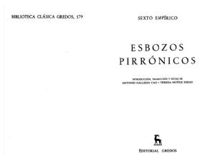 Sexto Empirico Esbozos Pirronicos (Gredos)
