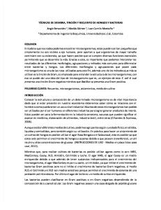 SIEMBRA, CULTIVO Y RECUENTO DE HONGOS Y BACTERIAS, INFORME DE MICROBIOLOGÍA.