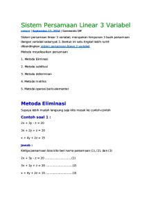 Sistem Persamaan Linear 3 Variabel