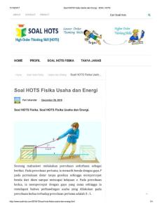 Soal HOTS Fisika Usaha Dan Energi - SOAL HOTS