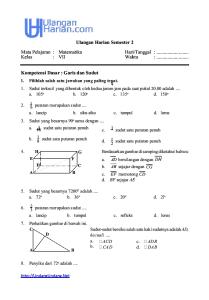 Soal Uh Matematika Smp Kelas 7 Bab Garis Dan Sudut Semester 2