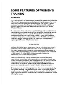 SOME FEATURES OF WOMEN’S TRAINING