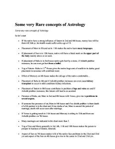 Some Very Rare Concepts of Astrology