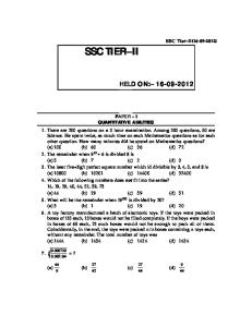 SSC CGL TIER II Exam Solved Paper I (Arithmetical Abiligy) Held on 16-09-2012 Www.sscportal.in NoRestriction