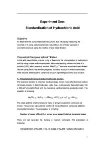 Standardization of Hydrochloric Acid