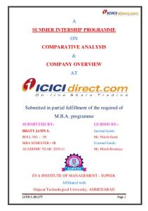 Summer internship project of Icicidirect.com on comparative analysis