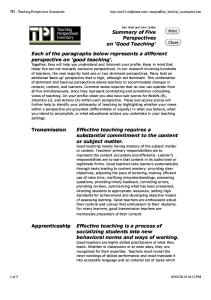 Teaching Perspectives Inventory (TPI) Summaries
