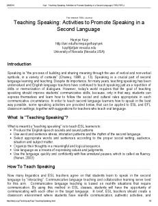 Teaching Speaking_ Activities to Promote Speaking in a Second Language (TESL_TEFL)
