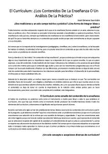 Tema 1 - El Currículum Los Contenidos de La Enseñanza O Un Análisis de La Práctica - José Gimeno Sacristán