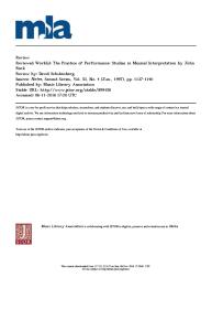 The Practice of Performance Studies in Musical Interpretation Review