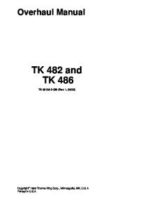 Thermo King TK 486 Engine Overhaul Manual