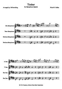 Timber- Kesha (Saxophone Quartet)