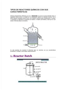 Tipos de Reactores Químicos Con Sus Características