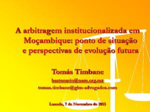 Tomás Timbane - A Arbitragem Institucionalizada Em Moçambique