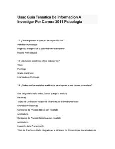 Usac Guia Tematica de Informacion a Investigar Por Carrera 2011 Psicologia