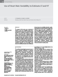 Use of heart rate variability to estimate LT and VT