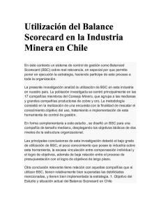 Utilización Del Balance Scorecard en La Industria Minera en Chile