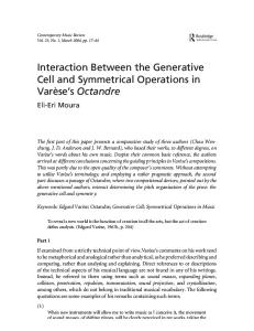 Varèse - Generative Cell and Symmetrical Operations