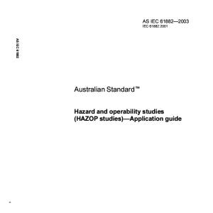 x, IEC 61882, Hazard and Operability Studies (HAZOP Studies) – Application Guide